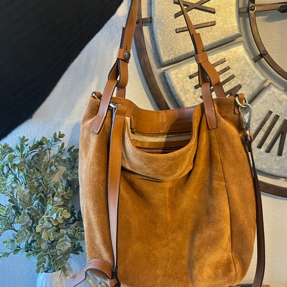 Suede Leather Hobo Shoulder Bag